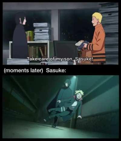Sasuke has a thing for beating blond kids
