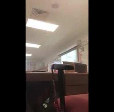 Footage taken Immediately after Nikolas Cruz shot into room 1213 where you can hear one of the 17 victims Carmen Schentrup scream in agony before passing away. At the 0:09 you can hear Chris Hixon scream before fatally getting shot a second time by Cruz.