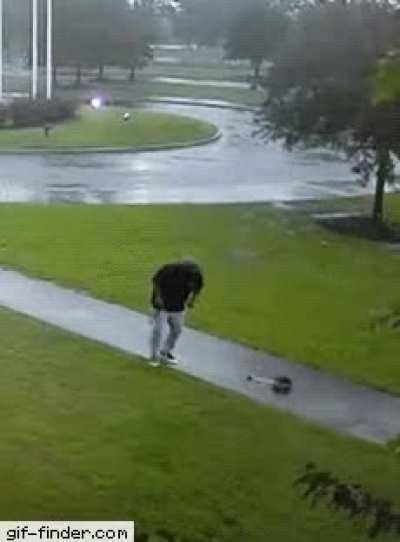 Getting struck by lightning and then just walking it off