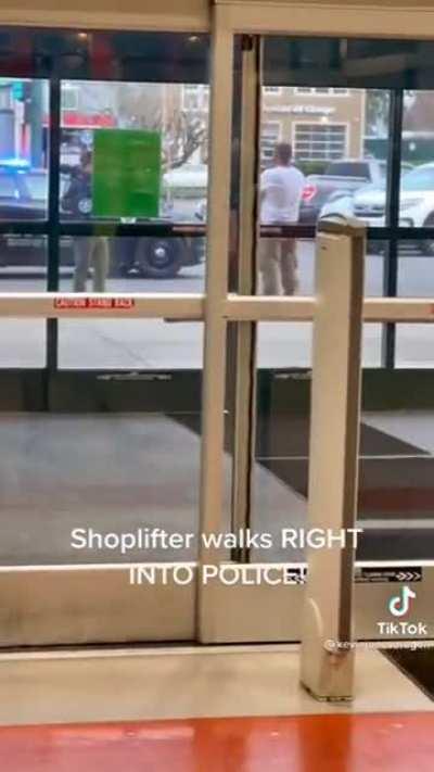 Shoplifter walks right into the police.