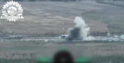 The MiG-29 airstrike by the French AASM HAMMER guided aerial bomb on the operators of the attack UAVs hiding in the ruins. April 2025, Bryansk region.