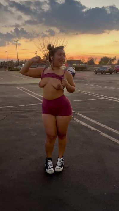 Suck on my pretty tits while I show them off