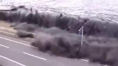 The slow yet unstoppable deluge of water during a Tsunami