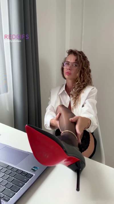 Forget the spreadsheets. Today, your work starts with my heels and ends with me