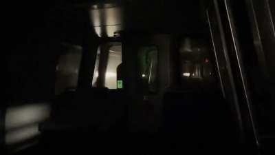 A redditor (/u/KrabbyBoiz ) was on the last red line train of the night in DC and the lights went out.