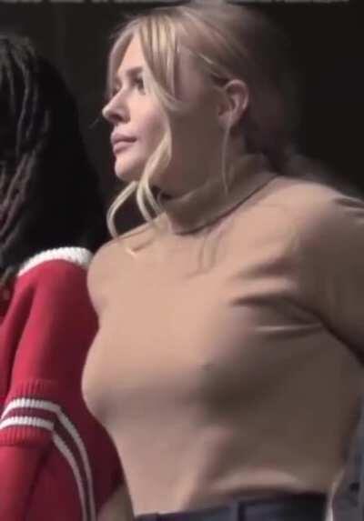 Chloe in a tight sweater