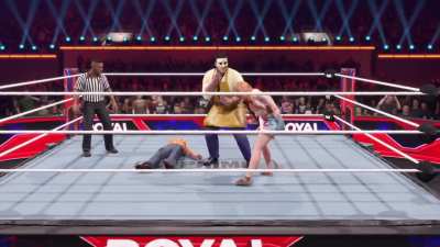 Julie Crawford and Connie Taylor from The Texas Chainsaw Massacre fights Bubba (Leatherface) in WWE 2K25
