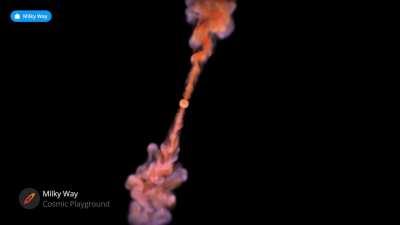 Herbig–Haro (HH) objects are formed when narrow jets of partially ionised gas ejected by stars collide with nearby clouds of gas and dust. (Credit: Milky Way app)