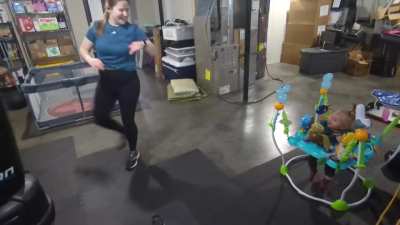 Apparently she really likes watching my wife kick the bag