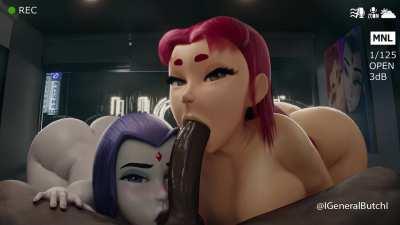 Raven and Starfire working together (GeneralButch)