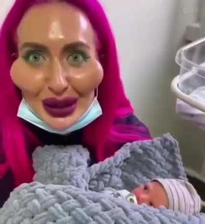 The baby must be thinking he's reincarnated on another planet