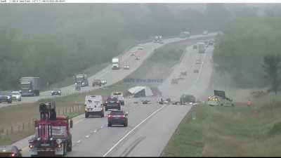 IOWA DOT Truck Gets Obliterated By A Pair Of Idiots 