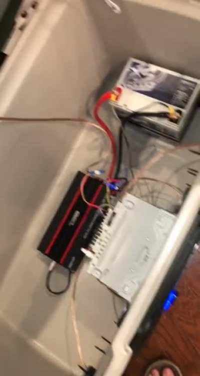 Put a whole car stereo in a cooler.