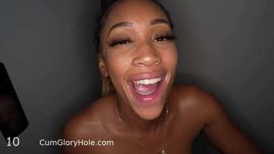 Ebony Cumslut Swallowing Cum in GloryHole