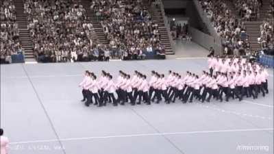 Precision walking competition in Japan (Shuudan Koudou)