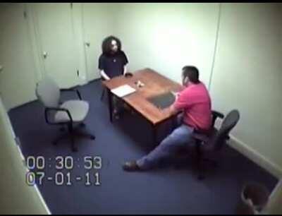 Confessed killer Stephen McDaniel keeps his body eerily still during 2 hour interrogation