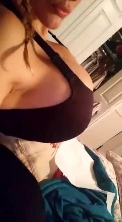 Ok, I’m officially totally obsessed with these massive tits on my chest. The weight, the struggle, the getting in the way, I love it!