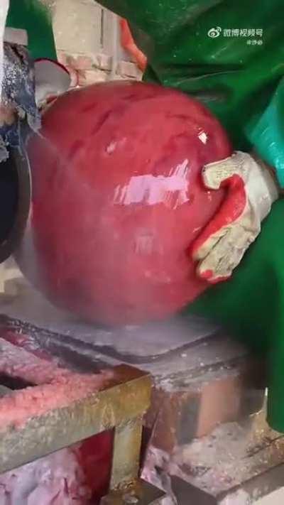 Red rock turn to a beautiful ball.