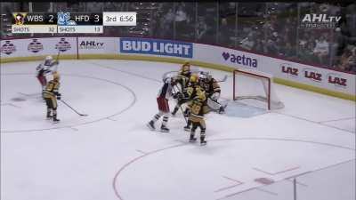 Berard clean up the loose puck for his second goal of the season