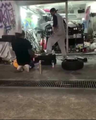 Blow torching a tire