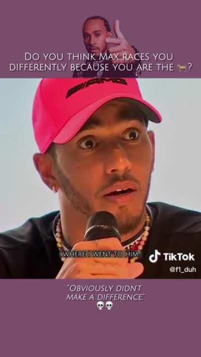Lewis on whether Max races him differently.
