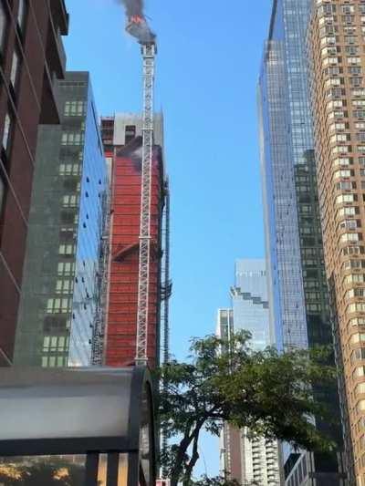 Crane in NYC collapses after catching fire