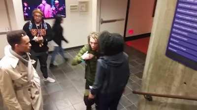 Campus employee assaults white student for 