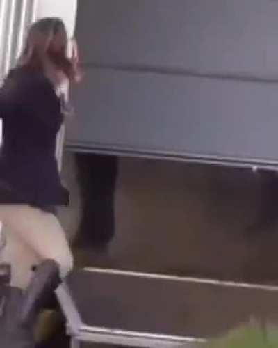 Scum woman kicking and slapping horse. She lost her job after this clip went viral.