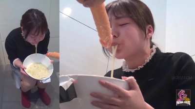 Japanese Puke Slut Gags and Spews On Dildo