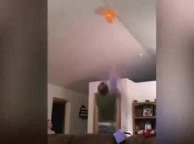 Perfect toss of the toddler