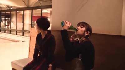 Kaori Maeda demonstrating what to do after a hard day at work