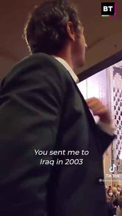 Iraq War Veteran Confronts George W. bush