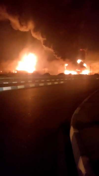 Fuel silos burning west of Iranian capital Tehran