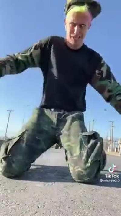 Man blocks traffic to dance