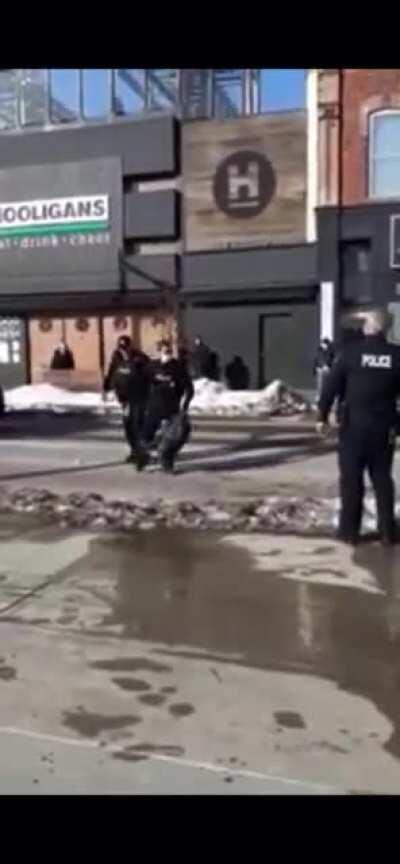 another angle of my 20 year old younger brother getting assaulted by barrie police. He ran a red light on a long board. He’s pistol whipped, his face is smashed off the ground, and the dude KARATE CHOPS HIM? who karate chops people?