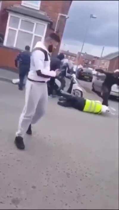 Moped rider gets beaten and has bike stolen by a gang of youths