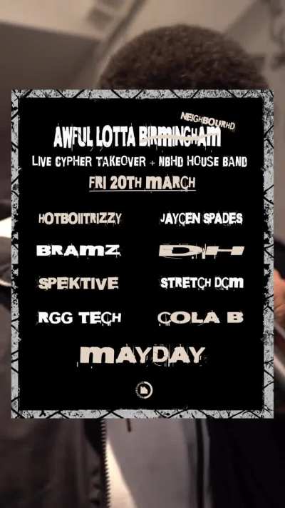 Birmingham Grime set with a live band March 20th (Full Lineup)