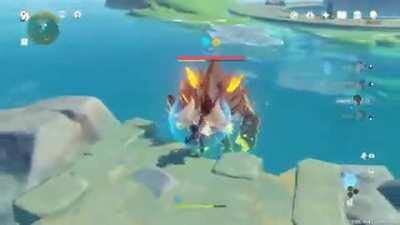 i got hit by a rock thrown by this guy as i was about to finish my delivery causing me to fail the delivery, so i drowned him in return