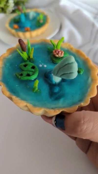 I made mini Mudkip tarts with cookie decorations