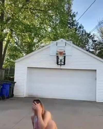 Playing basketball