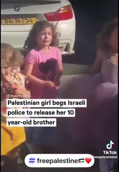 Palestinian girl begs Israeli police to release her 10 year-old brother