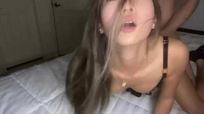 Petite Asian hair and lingerie pull