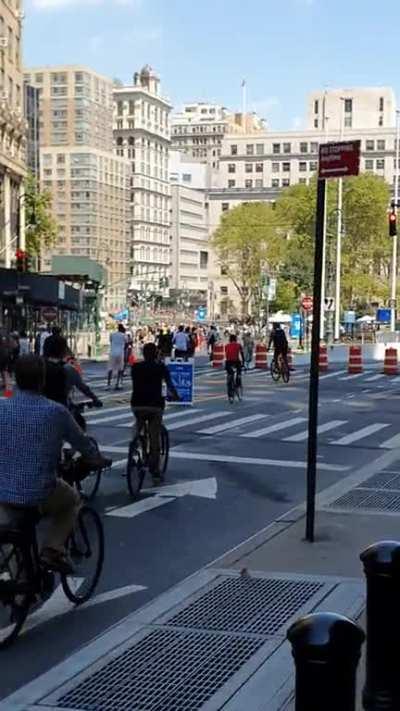 New York freed a street from cars today. It was amazing