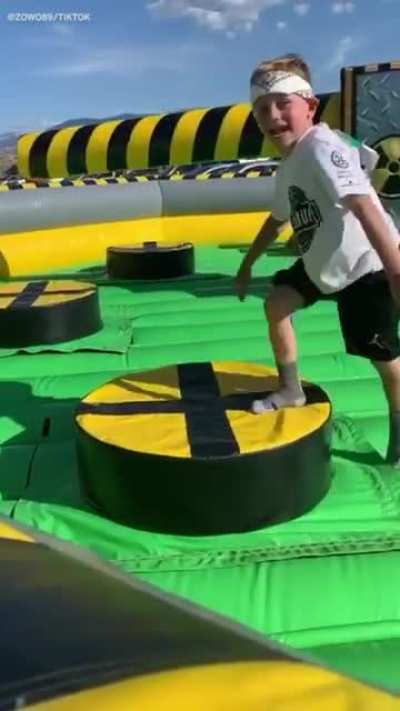 Sweep sweep sweep the kid merrily off the course