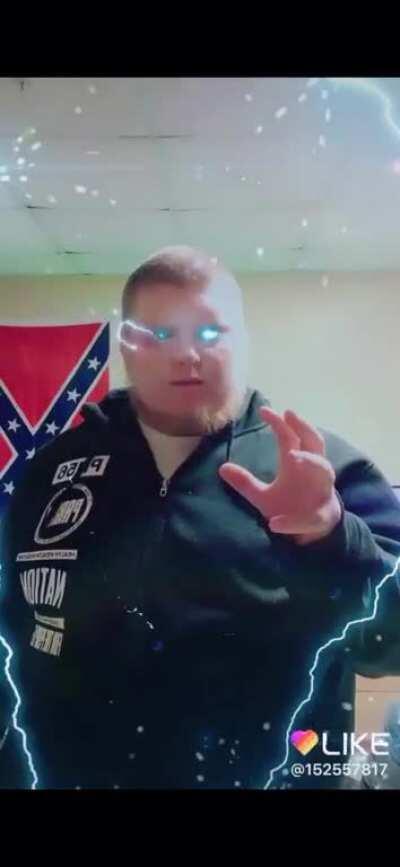 The confederate flag in the back tops it off