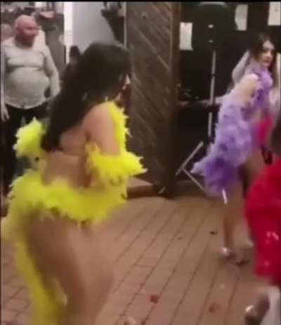 To get through the dancers.