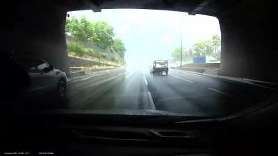 When speeding through traffic goes hilariously wrong