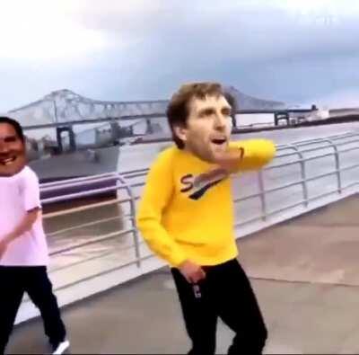 Live look at Luka and KP after breaking the losing streak