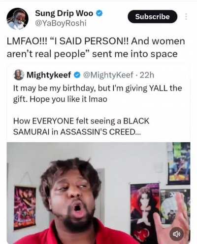 A black samurai and a Ninja woman starring in a video game....they heated 😂