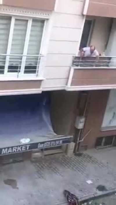 Balcony war doesn't end well..